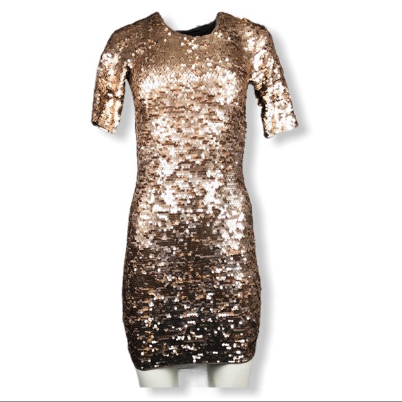 Bronze BCBGMAXAZRIA "Marta" Sequin Mini Dress XS - Picture 3 of 8